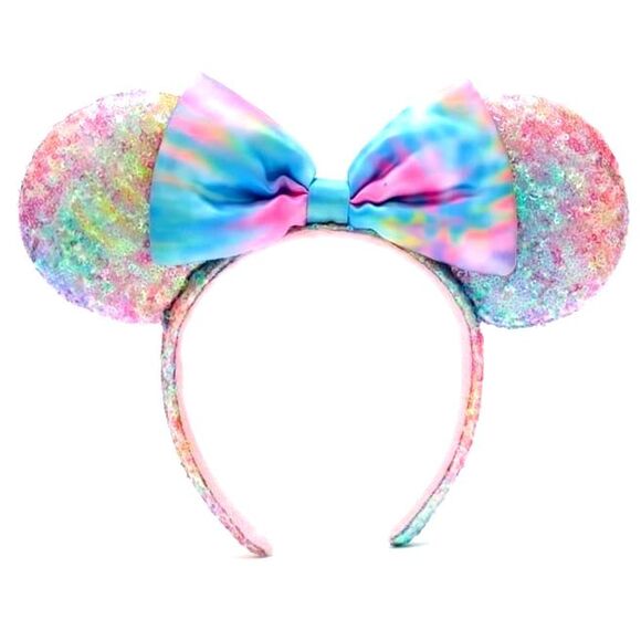 Disney Parks Limited Edition Sequin Pastel Rainbow Tie Dye Ears display picture 3